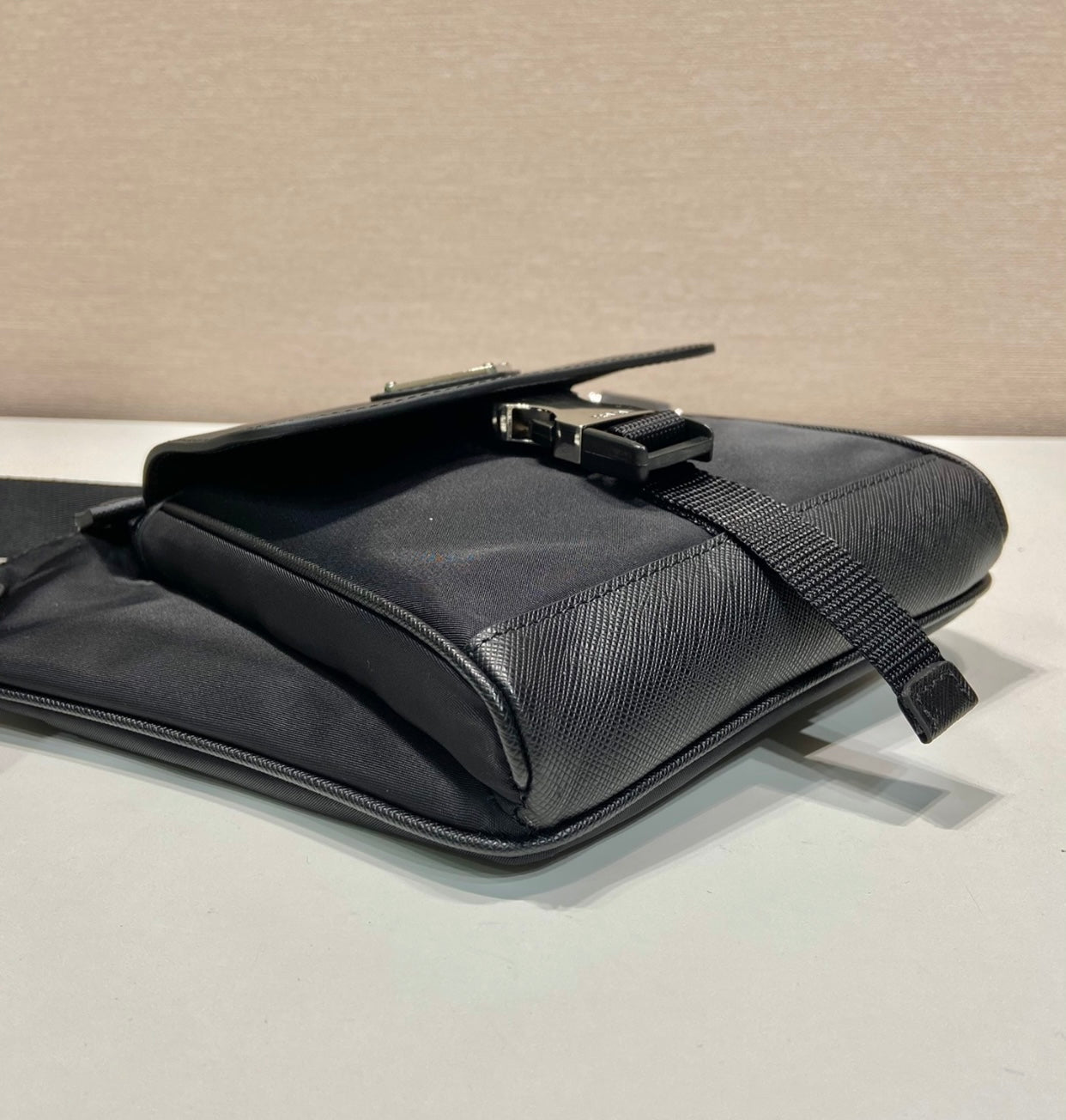 Re Nylon Leather Shoulder Bag