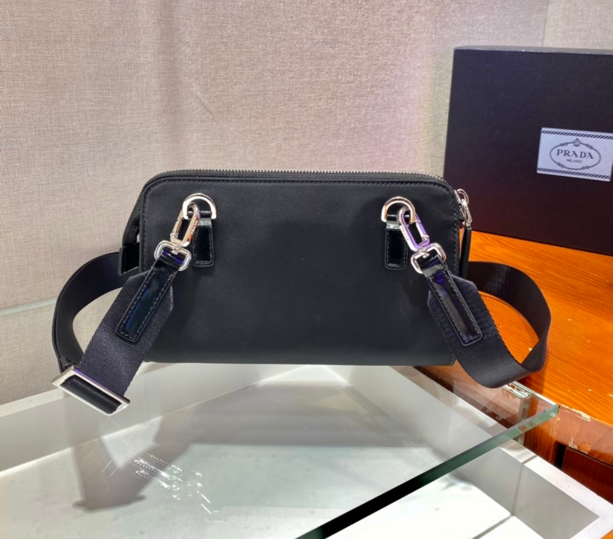 Re Nylon Leather Shoulder Bag